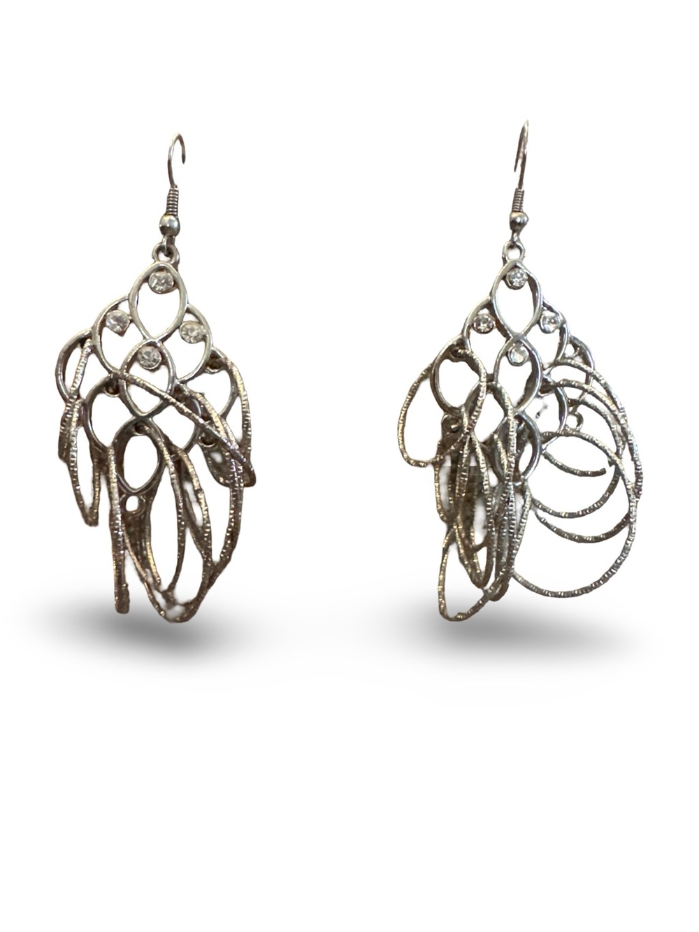3 for $25 Unique Vintage Silver Filigree Rhinestone Dangle Earrings
